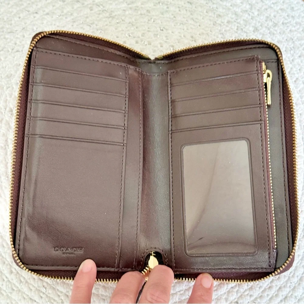 Coach Red and Pink Heart Zip Around Wallet Great Condition!